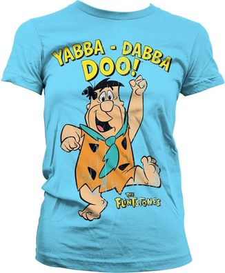 The Flintstones Yabba-Dabba-Doo Girly Tee Damen T-Shirt Skyblue