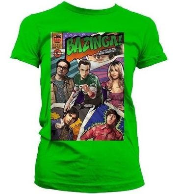 The Big Bang Theory Bazinga Comic Cover Girly T-Shirt Damen Green