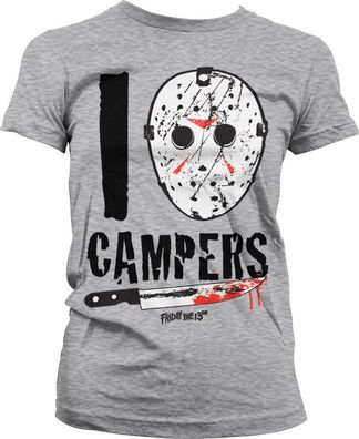 Friday the 13th I Jason Campers Girly Tee Damen T-Shirt Heather-Grey