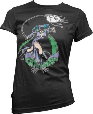 Catwoman In Action Girly Tee Damen T-Shirt Black