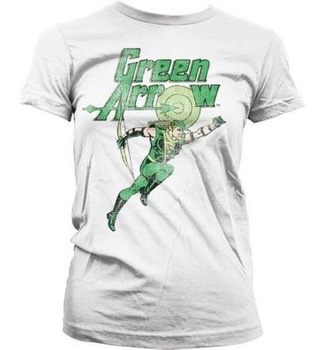 Green Arrow Distressed Girly T-Shirt Damen White