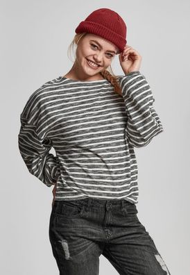 Urban Classics Damen Pullover Ladies Oversize Stripe Pullover Black/ White