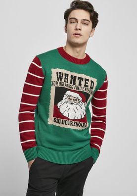 Urban Classics Sweatshirt Wanted Christmas Sweater X-Masgreen/ White