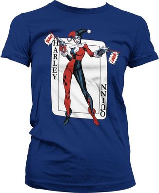 Harley Quinn Card Games Girly Tee Damen T-Shirt Navy