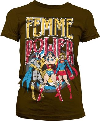 DC Comics Femme Power Girly Tee Damen T-Shirt Brown