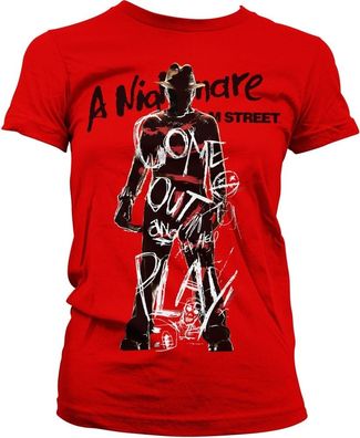 A Nightmare On Elm Street Come Out And Play Girly Tee Damen T-Shirt Red