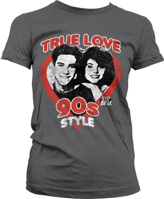 Saved By The Bell True Love 90's Style Girly Tee Damen T-Shirt Dark-Grey