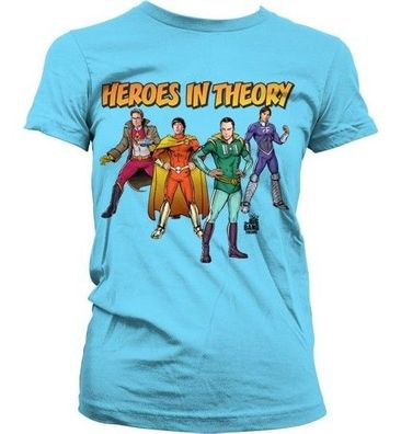 The Big Bang Theory TBBT Heroes In Theory Girly T-Shirt Damen Skyblue