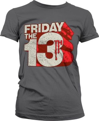 Friday The 13th Block Logo Girly Tee Damen T-Shirt Dark-Grey