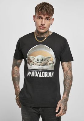 Merchcode T-Shirt Baby Yoda Mandalorian Logo Tee Black