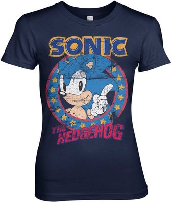 Sonic The Hedgehog Girly Tee Damen T-Shirt Navy