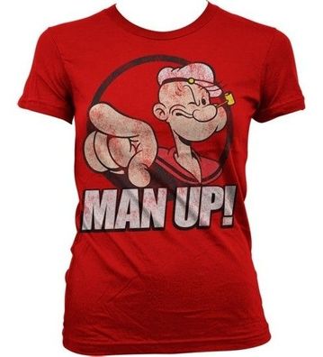 Popeye Man Up! Girly T-Shirt Damen Red