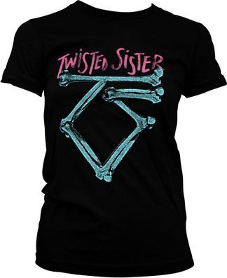 Twisted Sister Washed Logo Girly Tee Damen T-Shirt Black