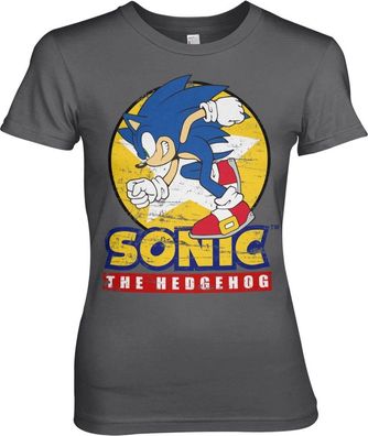 Fast Sonic The Hedgehog Girly Tee Damen T-Shirt Dark-Grey
