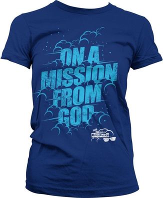 On A Mission From God Blues Brothers Girly Tee Damen T-Shirt Navy