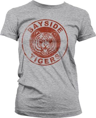 Saved By The Bell Bayside Tigers Washed Logo Girly Tee Damen T-Shirt Heather-Grey