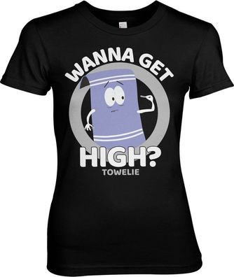 South Park Towelie Wanna Get High Girly Tee Damen T-Shirt Black
