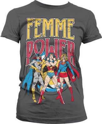 DC Comics Femme Power Girly Tee Damen T-Shirt Dark-Grey