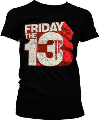 Friday The 13th Block Logo Girly Tee Damen T-Shirt Black