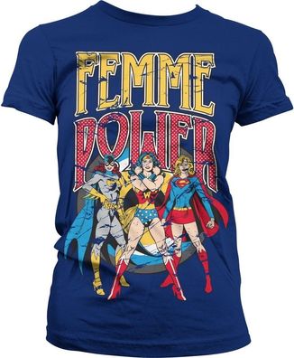 DC Comics Femme Power Girly Tee Damen T-Shirt Navy