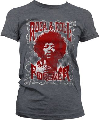 Jimi Hendrix Rock 'n Roll Forever Girly Tee Damen T-Shirt Dark-Heather