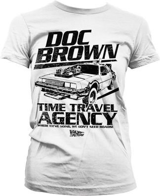 Back to the Future Doc Brown Time Travel Agency Girly Tee Damen T-Shirt White