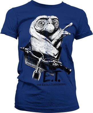 E.T. Biking Distressed Girly Tee Damen T-Shirt Navy