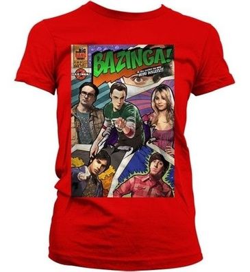 The Big Bang Theory Bazinga Comic Cover Girly T-Shirt Damen Red