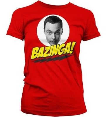 The Big Bang Theory Bazinga Sheldons Head Girly T-Shirt Damen Red