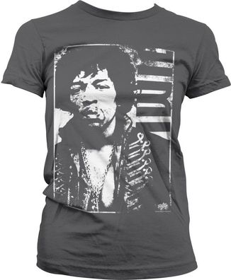 Jimi Hendrix Distressed Girly Tee Damen T-Shirt Dark-Grey