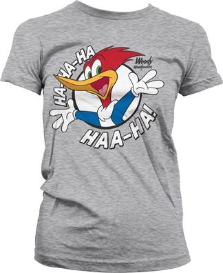 Woody Woodpecker HaHaHa Girly Tee Damen T-Shirt Heather-Grey