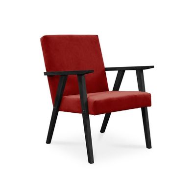 BETTSO Klassischer Sessel Loungesessel PRL LISEK Rot mit Beine in Buche