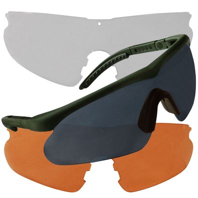 Swiss Eye Sportbrille Sonnenbrille "Raptor grün" mit 2 Wechselgläsern orange clear