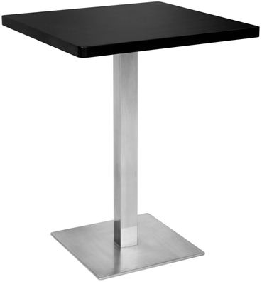 Bartisch Bistrotisch Tisch Schwarz Eckig Edelstahlfuß 60x60x75 M-BT60/1854
