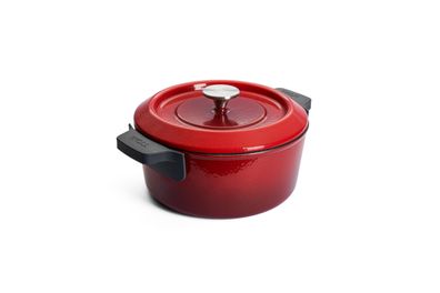 Woll Gusseisen Kasserolle Chili Red 4,2L 24 cm backofenfest Deckel Silikongriffe