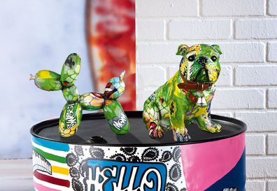 Casablanca Figur, Hund, "Street Art", Bulldogge, Graffiti, Kunstharz, mehrfarbig, ...