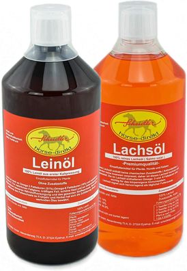 Horse-Direkt Premium Lachsöl & Leinöl je 1 Liter Für Hunde & Katzen