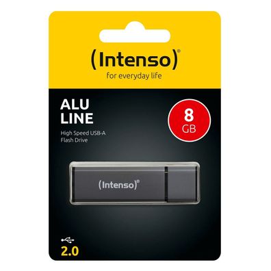 Intenso USB Stick Alu Line 2.0 USB Flash Drive USB Datenspeicher Stick 8GB Grau