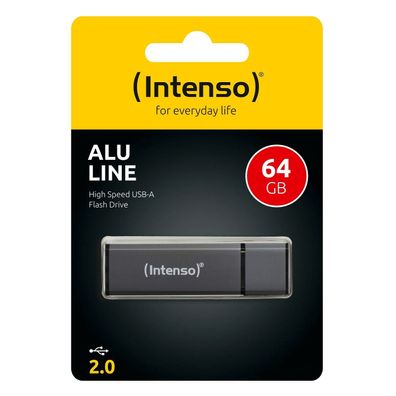 Intenso USB Stick Alu Line 2.0 USB Flash Drive USB Datenspeicher Stick 64GB Grau
