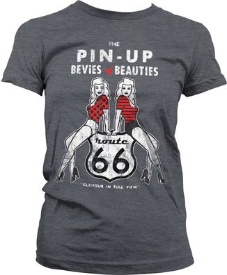 Route 66 Pin-Ups Girly Tee Damen T-Shirt Dark-Grey