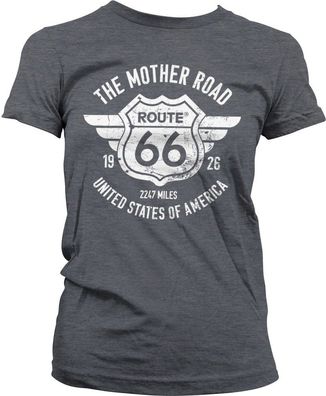 Route 66 The Mother Road Girly Tee Damen T-Shirt Dark-Heather