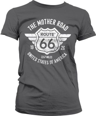 Route 66 The Mother Road Girly Tee Damen T-Shirt Dark-Grey