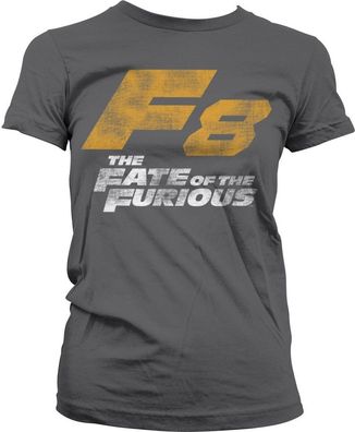 The Fast and the Furious F8 Distressed Logo Girly Tee Damen T-Shirt Dark-Grey