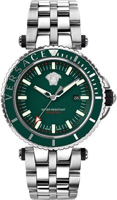 Versace VEAK00721 V-Race Diver grün silber Edelstahl Armband Uhr Herren NEU