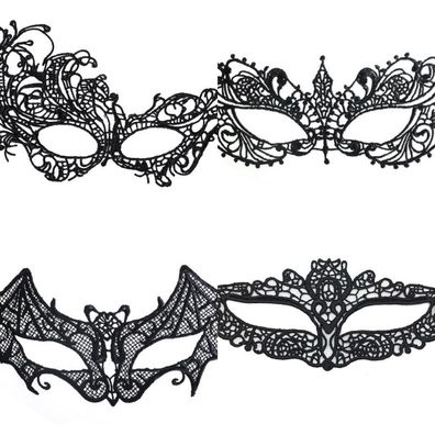 Precorn Venezianische Schwarze Spitzenmasken Set für Damen Karneval, Halloween