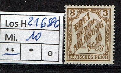 Los H21680: Deutsches Reich Dienst Mi. 10 * *