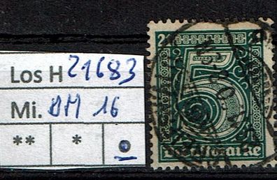 Los H21683: Deutsches Reich Dienst Mi. 16, gest.