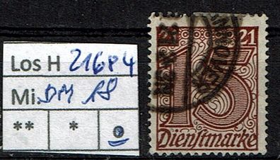 Los H21684: Deutsches Reich Dienst Mi. 18, gest.
