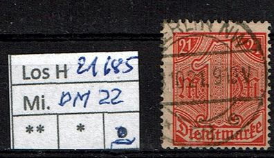 Los H21685: Deutsches Reich Dienst Mi. 22, gest.