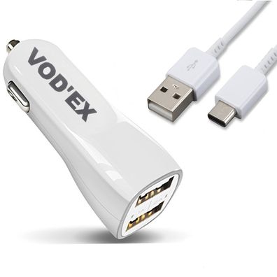 Für Oppo Find X3 Pro KFZ Aufladegerät 2x Dual USB Adapter 2100mah + Typ C